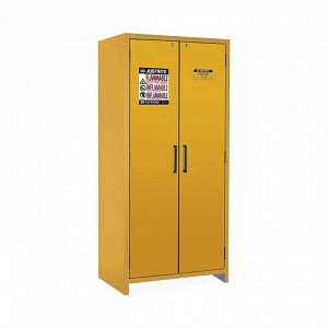 Justrite Flammable Materials Cabinets - Yellow Flammable Material Cabinet with 2 Doors, Hybrid Close, 30 gal. Capacity - 22605