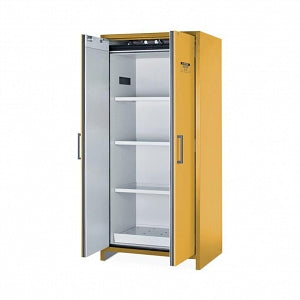 Justrite Flammable Materials Cabinets - Yellow Flammable Material Cabinet with 2 Doors, Hybrid Close, 30 gal. Capacity - 22605