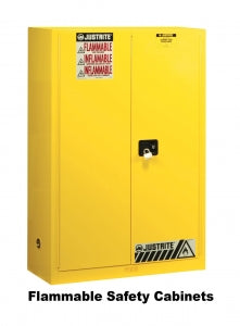 Justrite Flammable Materials Cabinets - Yellow Flammable Material Cabinet with 2 Doors, Self Close, 45 gal. Capacity - 894500