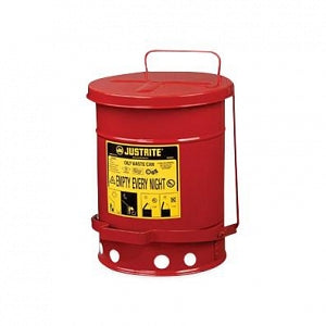 Justrite Oily Waste Cans - Red Foot-Operated Floor Oily Waste Can, 6 gal. - 9100