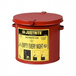 Justrite Oily Waste Cans - Red Countertop Oily Waste Can, 2 gal. - 9200