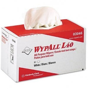 Kimberly-Clark WypAll L40 Cleaning and Drying Towels - WypAll L40 Wipers in Pop-Up Box, 10.8" x 10", 90/Box - 03046