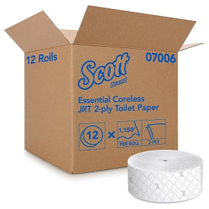 Kimberly-Clark Scott Coreless Jumbo Roll Bathroom Tissue - Coreless Bathroom Tissue, Jumbo, White, 1, 150' - 07006