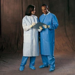 Halyard Health Basic Lab Coats - 3-Layer Basic Plus Lab Coat, Blue, Size L - 10032