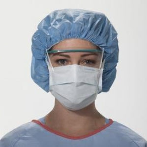 Halyard Health Pleated Procedure Mask with Ear Loops - Pleated Procedure Mask, Ties, Blue - 28802