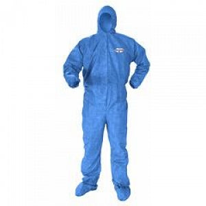 Kimberly-Clark KleenGuard Hooded and Booted A60 Coveralls - Kleenguard A60 Coverall with Hood, Blue, Size M - 45092