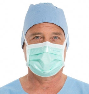 Halyard Health Anti-Fog Surgical Masks - Pleated Antifog Surgical Mask, Tie Closure, Green - 49215