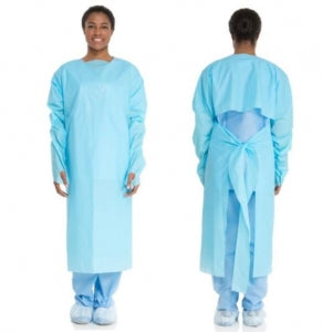 Halyard Health Impervious Gowns - Impervious Gown with Plastic Film and Open Back, Blue, Size XL - 69316