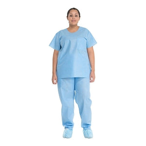 Halyard Health Scrub Pants - Disposable 3-Layer Drawstring-Waist Scrub Pants, Blue, Size 2XL - 69714