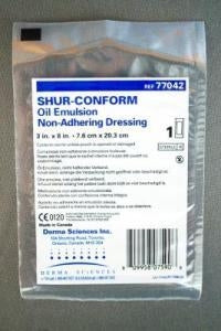 Derma Sciences Shur-Conform Oil Emulson Non-Adhering Dressing - DRESSING, SHUR-CNFRM, OIL EMULSN, STR, 3"X8" - DKC77042