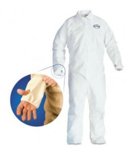 Kimberly-Clark KLEENGUARD A40 Breathable Back Coveralls - Kleenguard A40 Liquid and Particle Protection Coverall, Breathable Back, Thumb Hole, Size L - 42526