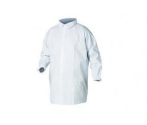 Kimberly-Clark KLEENGUARD A40 Protection Lab Coats - Kleenguard A40 Lab Coat with Snaps, Elastic Wrists, No Pocket, White, Size L - 44443