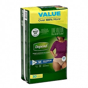 Kimberly-Clark Depends Women's FIT-FLEX Underwear - Depends Super Absorbency Brief, Size M, 31"-37" Waist, Women - 47919