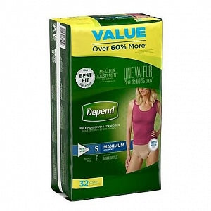 Kimberly-Clark Depends Women's FIT-FLEX Underwear - Depends Super Absorbency Brief, Size S, 24"-30" Waist, Women - 47920