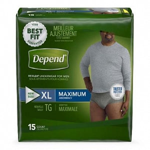 Kimberly-Clark Depend Briefs - Depend Brief, Super, Male, Size XL, 44" - 64" - 47930