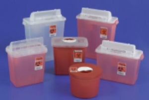 Cardinal Health Phlebotomy Sharps Containers - AutoDrop-Capable Sharps Container, Red, 8 qt. - 1525SA