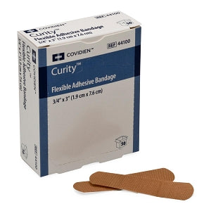 Cardinal Health Curity Flexible Adhesive Bandages - Curity Fabric Bandage, Flexible, 3/4" x 3" - 44100