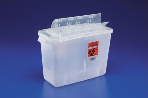 Cardinal Health Always-Open Lid Sharps Safety Containers - In-Room Sharps Container with Always Open Lid, Transparent Red, 2 gal. - 85321R