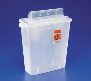 Cardinal Health Always-Open Lid Sharps Safety Containers - In-Room Sharps Container with Always Open Lid, Clear, 8 qt. - 85321