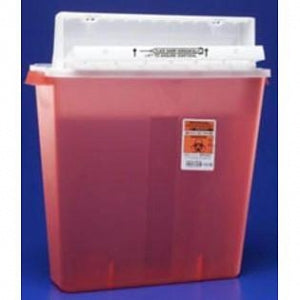 Cardinal Health SharpSafety Safety In-Room Sharps Containers - SharpSafety In-Room Sharps Container with SharpStar Lid, Transparent Red, 4 gal. - 8541SA