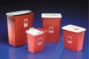 Cardinal Health SharpSafety Biohazard Waste Containers - Biohazard Sharps Container with Hinged Lid, Red, 30 gal. - 8930SA