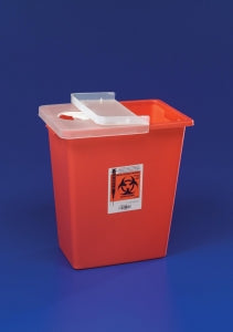 Cardinal Health Large Volume Sharps Containers - SharpSafety Sharps Container with Gasketed Hinged Lid, Red, 12 gal. - 8932