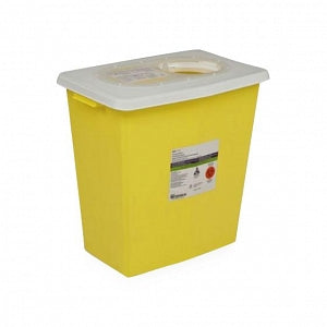 Cardinal Health Trace SharpSafety Chemotherapy Containers - SharpSafety 8-gal. Chemotherapy Sharps Container with Yellow Base, Absorbent Pad and Gasket Hinged Lid - 8985PG2