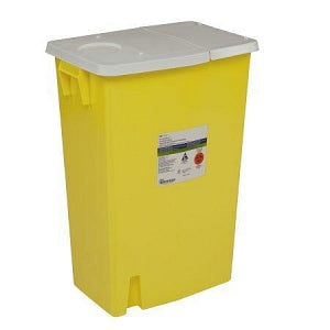 Cardinal Health PGII SharpSafety Chemotherapy Containers - SharpSafety 18-gal. Chemotherapy Sharps Container with Yellow Base with Hinged Lid - 8989PG2