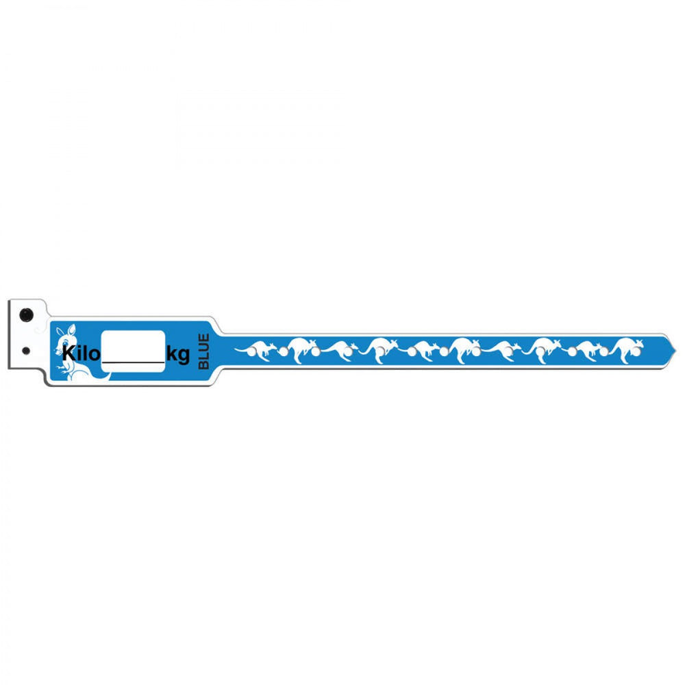 Kangaband Write-On Wristband Poly 1" X 10 1/4" Pediatric Blue With Black Imprint - 250 Per Box