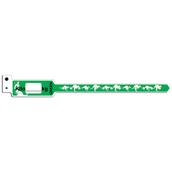 Kangaband Write-On Wristband Poly 1" X 10 1/4" Pediatric Green With Black Imprint - 250 Per Box