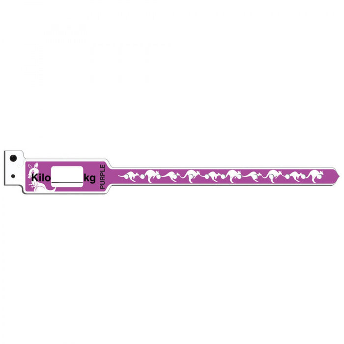 Kangaband Write-On Wristband Poly 1" X 10 1/4" Pediatric Purple With Black Imprint - 250 Per Box