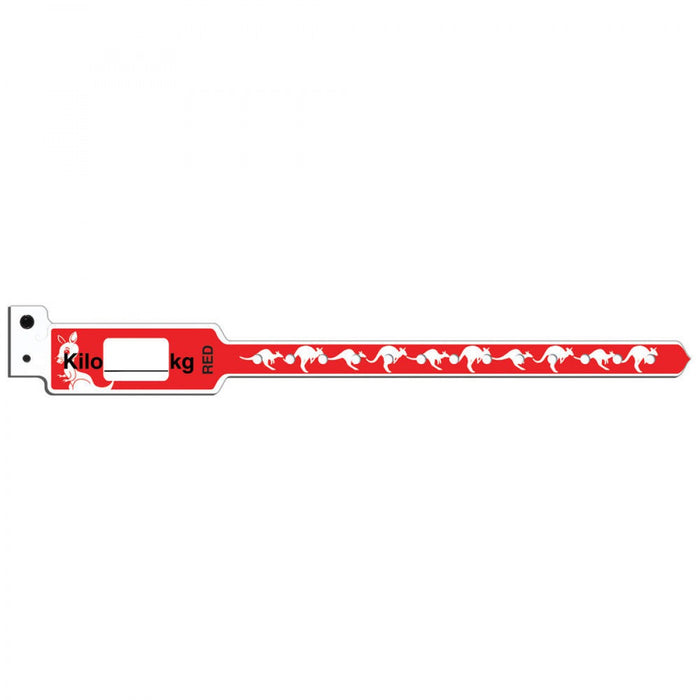 Kangaband Write-On Wristband Poly 1" X 10 1/4" Pediatric Red With Black Imprint - 250 Per Box