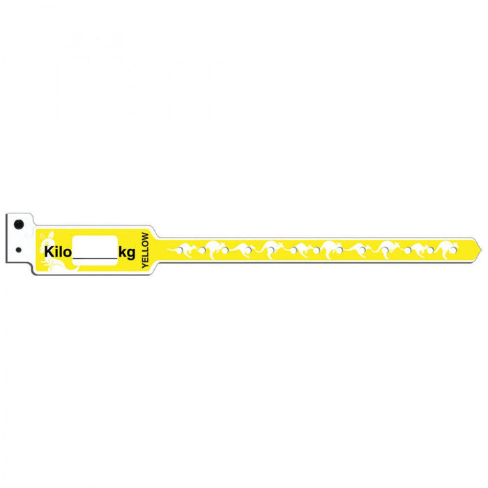 Kangaband Write-On Wristband Poly 1" X 10 1/4" Pediatric Yellow With Black Imprint - 250 Per Box