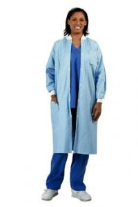 Kappler Blue Full Cut Labcoat w / Snap - LABCOAT, BLUE FULL CUT, LG, W/SNAP, SEE TXT - MS235BU-LG