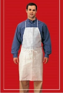 Keystone Adjustable Cap Corp Laminated Polypropylene Apron - Laminated Polypropylene Apron, White, 28" x 36" - AP-NWPI-REG