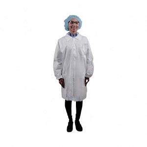 Keystone Adjustable Cap Corp Keyguard Lab Coat - Keyguard Lab Coat with 3 Pockets Elastic Wrist and Snap Front, Size L - LC3-WE-KG-LRG