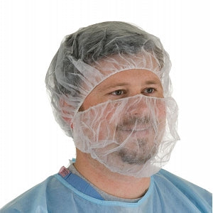 Key Surgical Beard Cover - Full Coverage Breathable Beard Cover, Elastic Bands for a Secure Fit and Comfort, 100% Spunbond Polypropylene - 21801