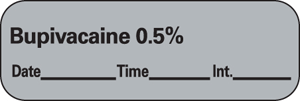 Anesthesia Label With Date, Time, And Initial Paper Permanent Bupivacaine 0.5% 1" Core 1 1/2" X 1/2" Gray 600 Per Roll