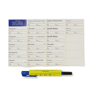 Medline Sterile Surgical Time-Out Preprocedure Labeling Sheets - Standard Labels, 23/Sheet with Skin / Utility Marker, Gold - LBLSTNDGSM