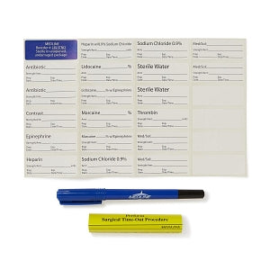 Medline Sterile Surgical Time-Out Preprocedure Labeling Sheets - Standard Labels, 23/Sheet with Skin / Utility Marker, Gold - LBLSTNDGSM