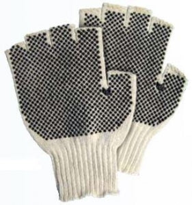 MCR Safety. PVC Dotted Poly String Fingerless Gloves - PVC Dotted Fingerless Gloves, Size L - 9508LMMG