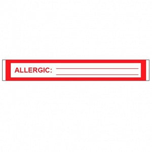 Laguna Coast Association Allergy Labels - Red / White Allergic Nursing Chart Label, 6" x 1" - W505R