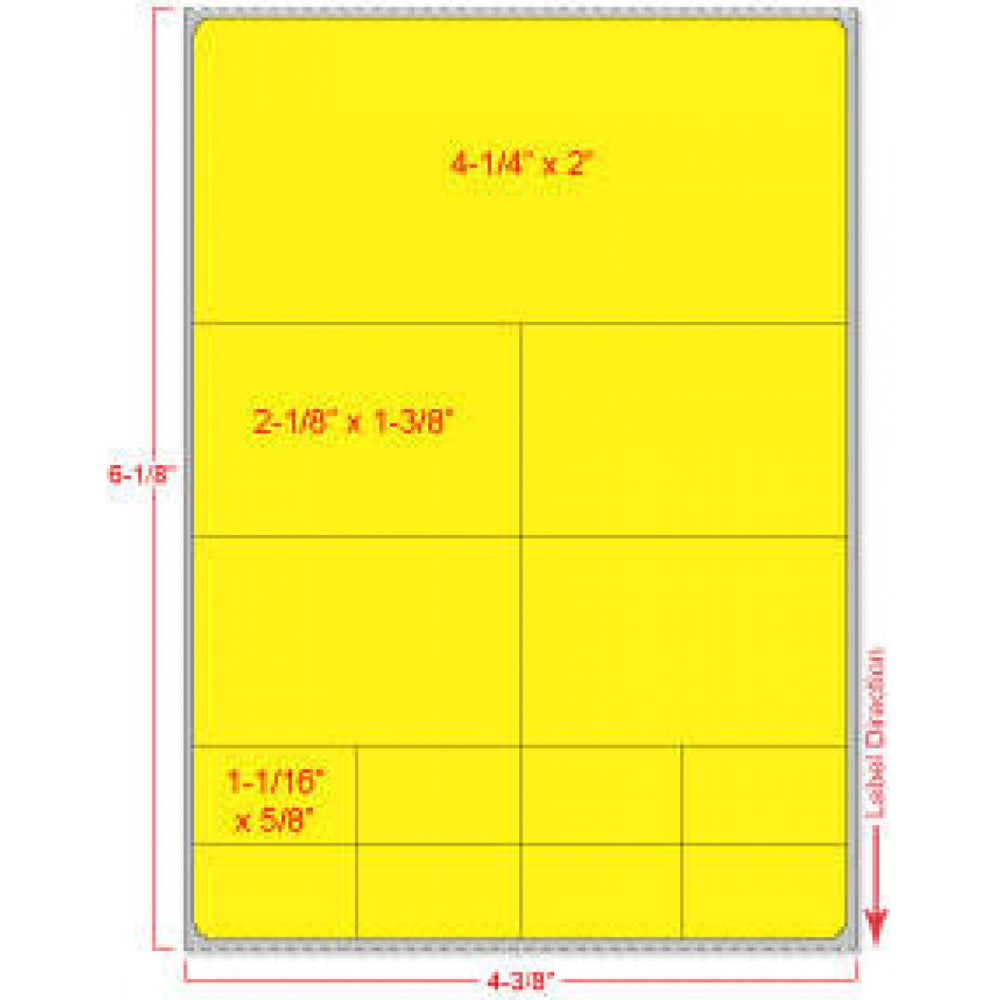 Label Sms Direct Thermal Paper Permanent 3" Core 4 1/4" X 6" Yellow 500 Per Roll, 4 Rolls Per Case