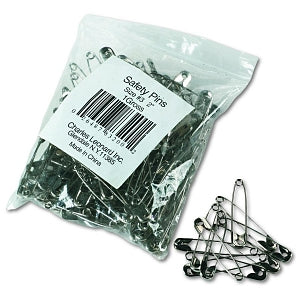 Charles Leonard Nickel-Plated Steel Safety Pins - Nickel-Plated Steel 2" Long Safety Pins - 83200