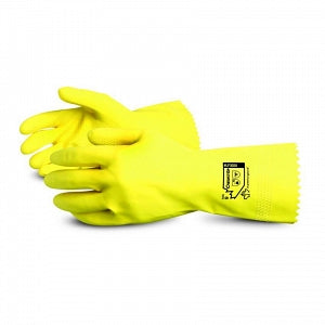 Superior Glove Works Ltd Chemstop Flock-Lined Chemical-Resistant Latex Gloves - 16 Mil 13" Chemstop Latex Flock-Lined Industrial Gloves, Yellow, Size XL - LF3020-10