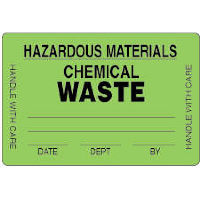 Label Paper Permanent Hazardous Materials 3" X 2" Fl. Green 500 Per Roll