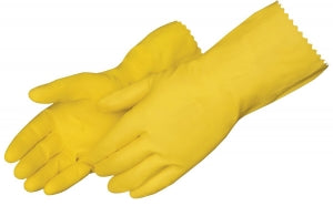 Liberty Glove Yellow Latex Household Gloves - Flock-Lined Yellow Latex Gloves, 12", Size L - 2870SL/L