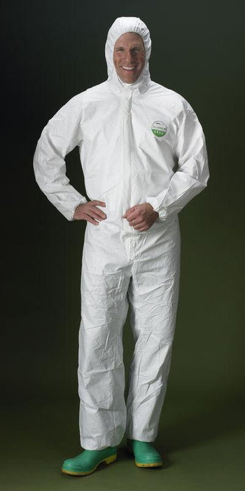 Lakeland Industries Pyrolon Coveralls - Pyrolon Coveralls, Flame Resistant Fabric, Zipper, Elastic Wrists and Ankles, White, Size 5XL - 07417-5X