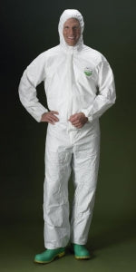 Lakeland Industries Micromax Coveralls - MicroMAX NS Coveralls, Elastic Wrists, Hood, White, Size 3XL - CTL428-3XL