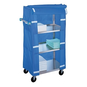 lakeside Linen Carts - Linen Cart with 4 Shelves with Cover, 300 lb. 16.25" x 27.5" x 46" - 332